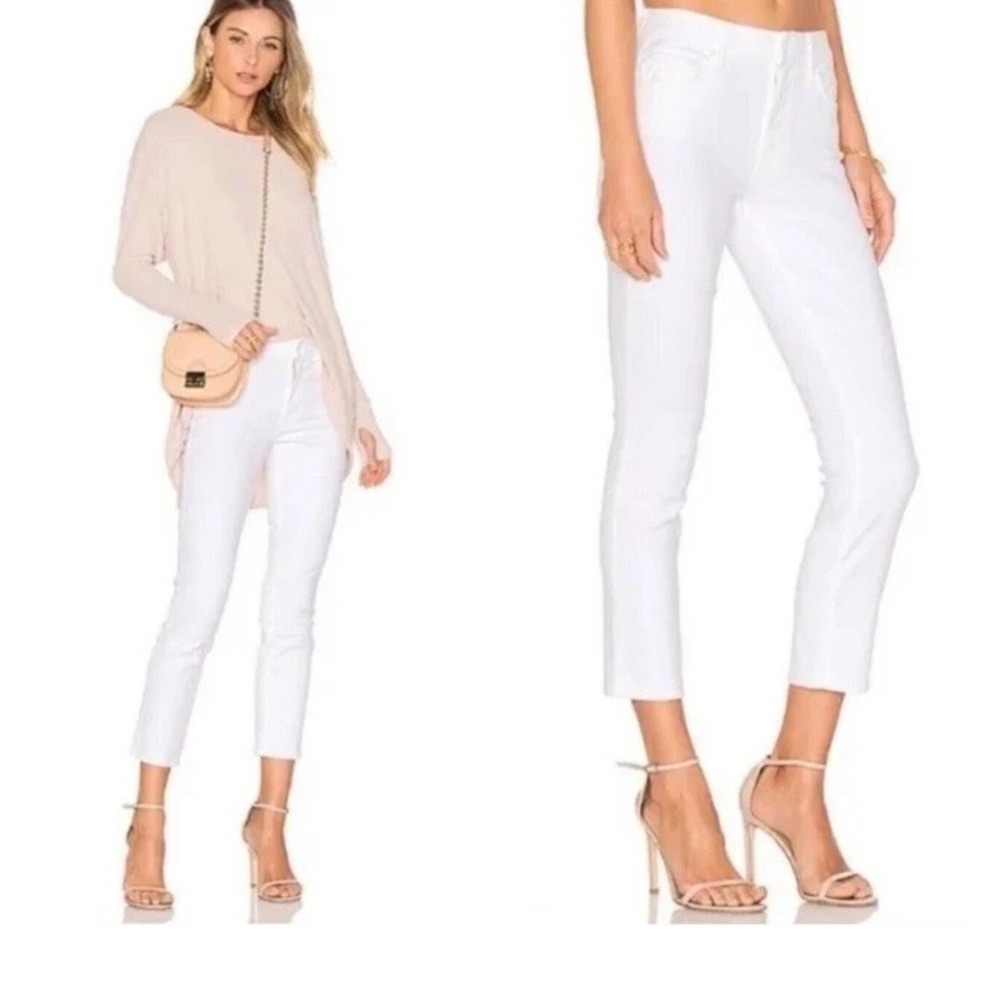 Mother The Looker Crop in Glass Slipper Jeans Women 25 White Slim Fit USA NWOT